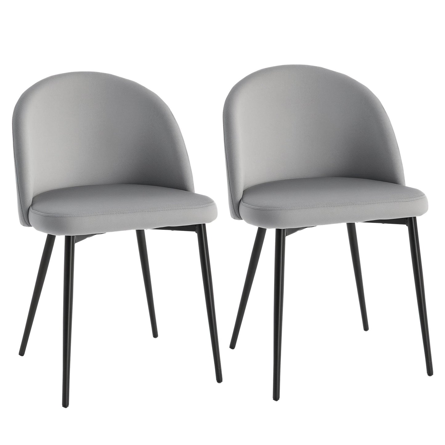 Velvet Mid-Back Dining Chairs Set of 2 - Grey