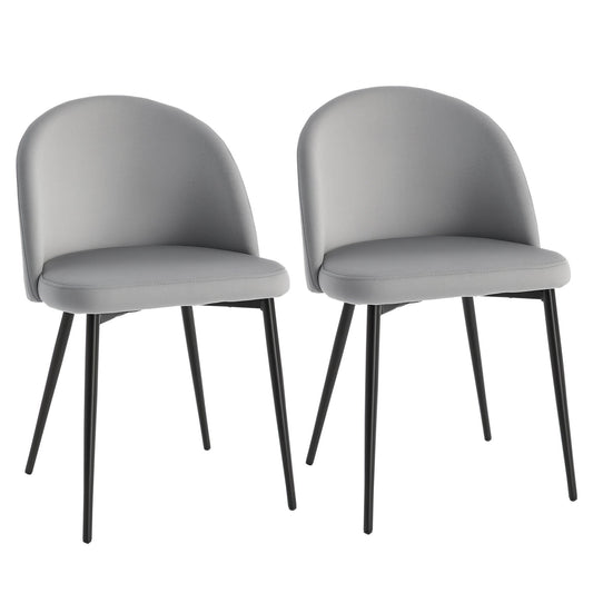 Velvet Mid-Back Dining Chairs Set of 2 - Grey