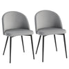 Velvet Mid-Back Dining Chairs Set of 2 - Grey