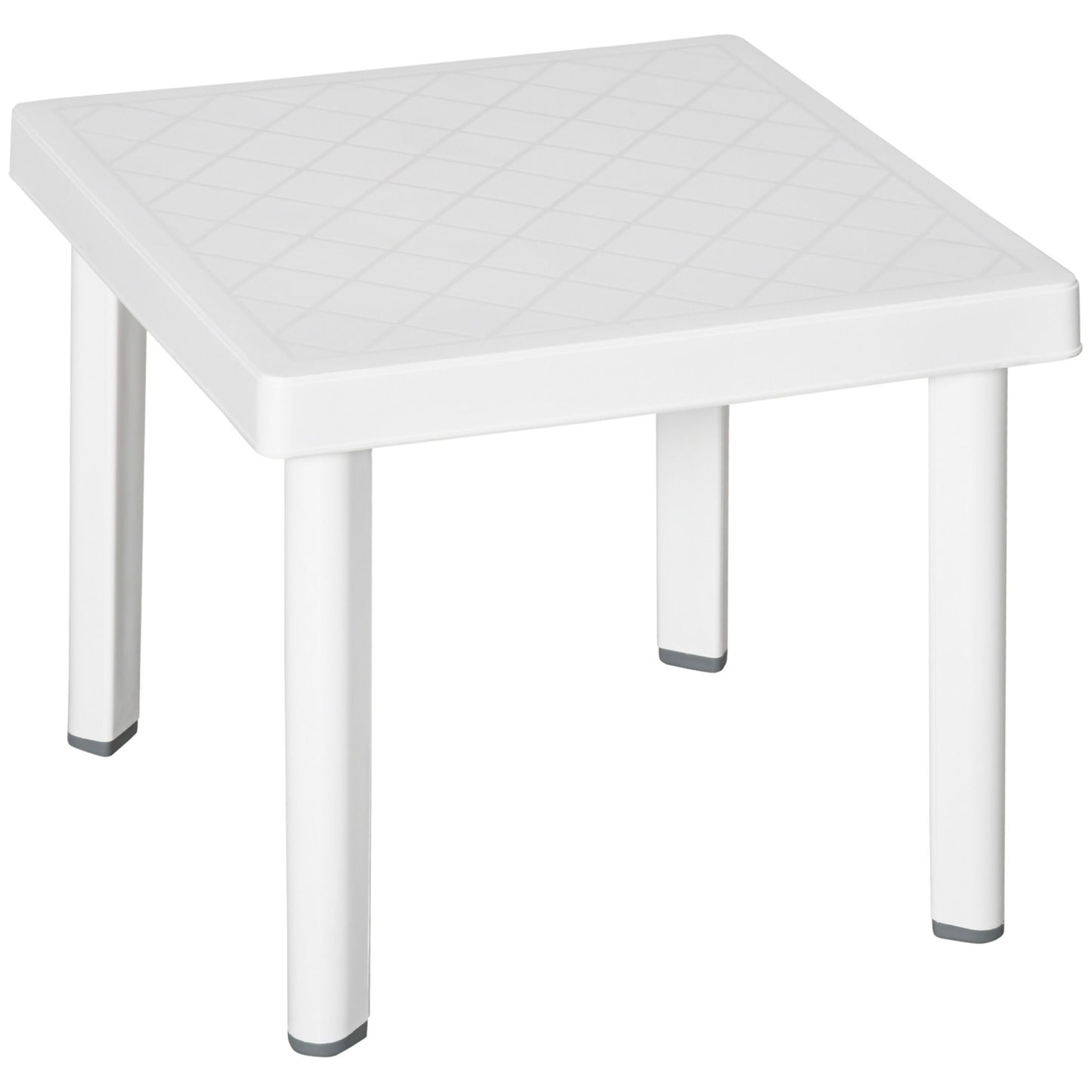 Garden Side Table, Plastic Outdoor Square Coffee Table for Drink, Snack, White