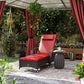 Outdoor Lounger, Deck Lounge Chair with Headrest, 5-Level Adjustable, Backrest, Wheels, Deep Coffee and Wine Red