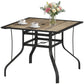36" x 36" x 28" Square Patio Dining Table with Umbrella Hole, Easy to Clean Top & Rustproof Steel Frame, for Garden Pool