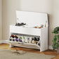 Shoe Storage Bench with Flip Drawer and Lift Top - White