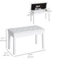 30" Piano Bench with Padded Cushion and Storage, Faux Leather Keyboard Bench with Solid Wood Legs, White