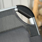 Folding Lounge Chair, Patio Lounger with Headrest, 5-Level Adjustable Backrest, and Aluminum Frame, Black