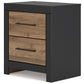 Vertani - Black / Honey Brown - Two Drawer Night Stand