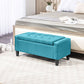 Tufted Linen Storage Ottoman Bench - Green