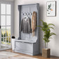 4-In-1 Hall Tree with Coat Rack, Top Shelf, Shoe Storage and Bench Seat, Entryway Bench with 5 Hooks, Grey