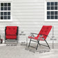 Foldable Lounge Chair, Fabric Upholstered Recliner, Outdoor Lounger with Armrest, Metal Frame for Backyard, Red
