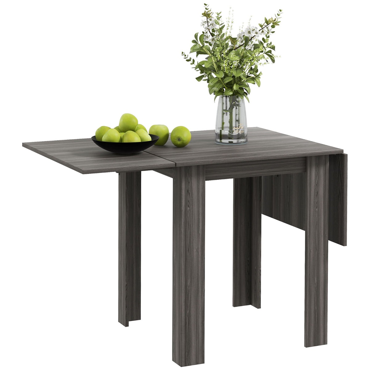 Folding Dining Table, Extendable Kitchen Table for Small Space, Drop Leaf Table for 2-4 People, Grey