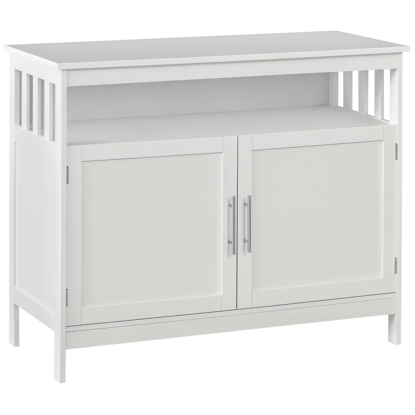 Wooden Sideboard Buffet with Open Shelf - White