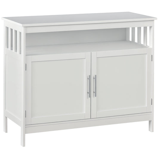 Wooden Sideboard Buffet with Open Shelf - White