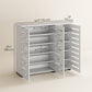 Narrow Shoe Cabinet with Slatted Doors, Adjustable Shelves for 20 Pairs of Shoes, Shoe Cabinet for Entryway, White