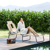 Beige Folding Chaise Lounge with Face Hole and Pillow