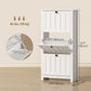 Slim Shoe Cabinet with 3 Flip Drawers, Shoe Storage Cabinet with Adjustable Shelves for Entryway, Holds 12 Pairs, White