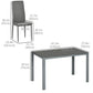 5-Piece Rectangular Glass Dining Set - Grey