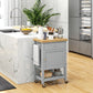 Rolling Kitchen Island Cart with Wood Top - Grey