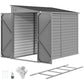 4.6' x 9' Steel Outdoor Storage Shed, Lean to Shed, Metal Tool House with Foundation Kit, Lockable Doors, Gloves and 2 Air Vents for Backyard, Patio, Lawn, Grey