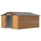 11' x 13'Garden Storage Shed w/ Foundation Kit Metal Tool Storage House w/ Double Doors Yellow