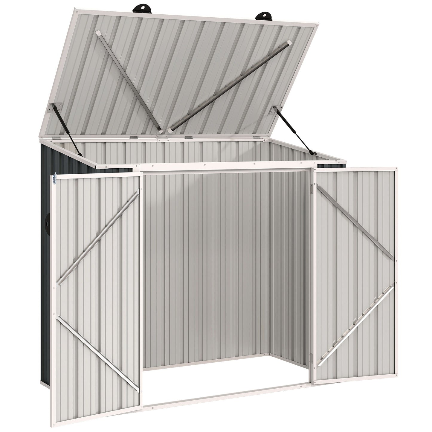 5ft x 3ft Outdoor Storage Shed, Garbage Bin Shed Organizer with Lockable Double Doors and Openable Lid