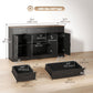 55" Farmhouse Sideboard Buffet Cabinet with 4 Barn Doors - Black