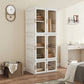 Portable Wardrobe, Foldable Plastic Closet with 6 Compartments, Hanging Rod and Magnetic Doors, White