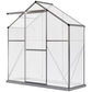 6' x 2.5' Walk-in Polycarbonate Greenhouse Aluminium Green House with Sliding Door, 5-Level Roof Vent, Rain Gutter