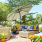 10' x 8' Round Market Umbrella, Patio Umbrella with Crank Handle and Tilt, Outdoor Parasol for Garden, Beige