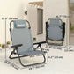 Set of 2 Beach Chair 5-Position Adjustable Folding Camping Chair with Headrest Armrests Light Grey