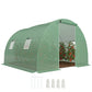 Walk-In Tunnel Greenhouse, Plant Hot House with 4 Windows and Zipper Door, 10' x 10' x 7' , Green