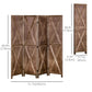 4-panel Wall Partition Farmhouse Room Separator with Foldable Design Wooden Frame 5.6FT, Walnut