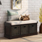 Rustic Espresso Storage Bench with Acacia Wood Frame, Fully Assembled Shoe Bench for Entryway, 43.5" L x 15.5" W x 17" H, Espresso