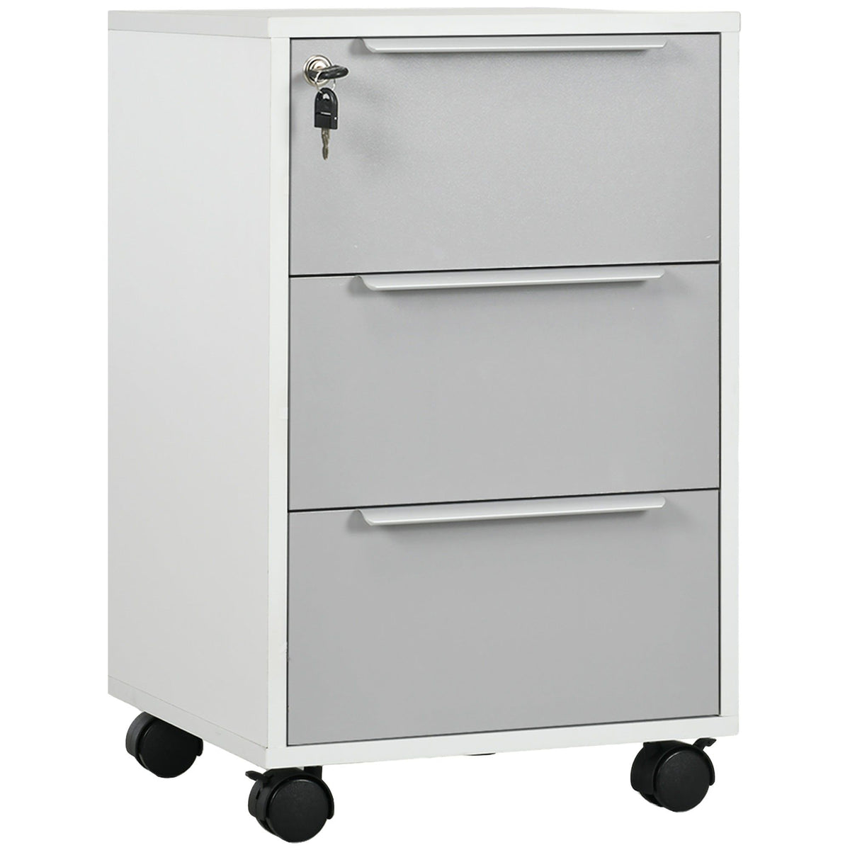 3-Drawer Vertical Filing Cabinet with Lock - Grey