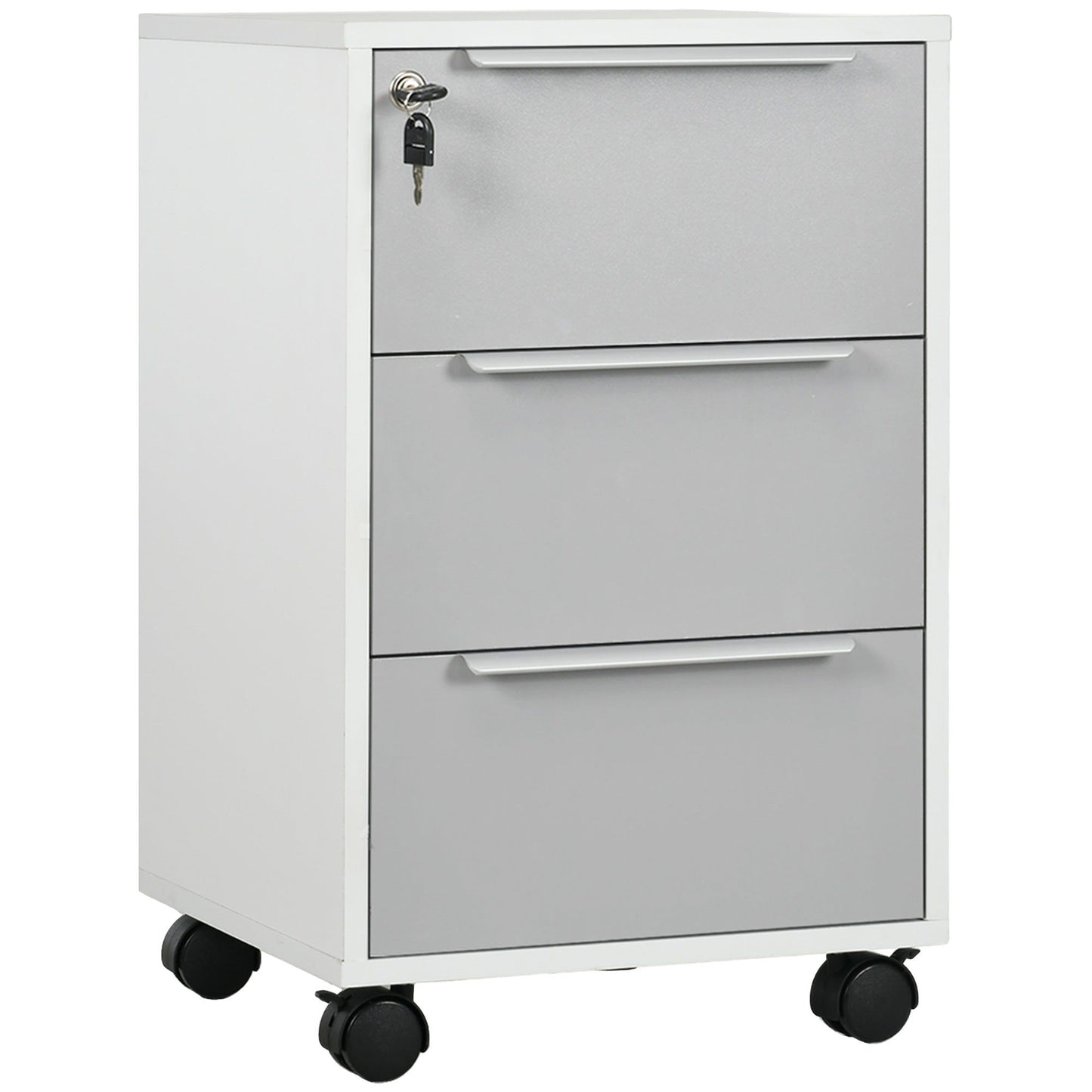 3-Drawer Vertical Filing Cabinet with Lock - Grey