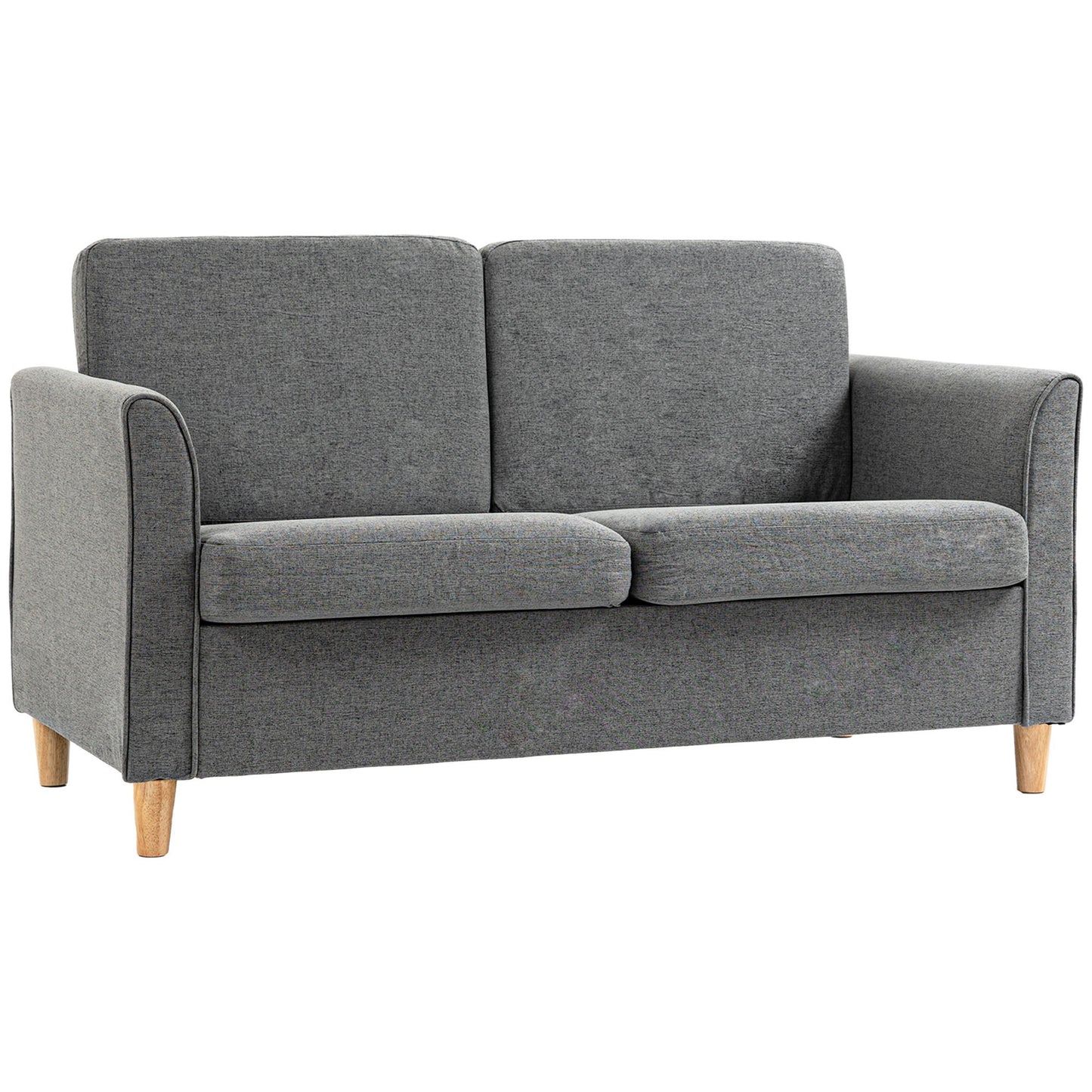 2-Seat Sofa Two-Seater Couch with Armrests and Wood Legs for Living Room, Bedroom, Grey