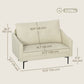 2 Seater Sofa, Small Modern Couch with High-Resilience Foam, Thicken Padding, Button Tufted, Cream White