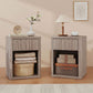 Nightstand with Drawer and Open Shelf, Modern Bedside Table Set of 2 for Bedroom Living Room, Grey