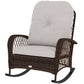 Outdoor Wicker Rattan Rocking Chair Patio Rocker with Thick Cushions for Garden Backyard Porch, Light Mixed Brown
