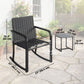 3 Pieces Rocking Bistro Set Outdoor Patio Furniture Set with Cushions, Glass Coffee Table for Balcony, Grey