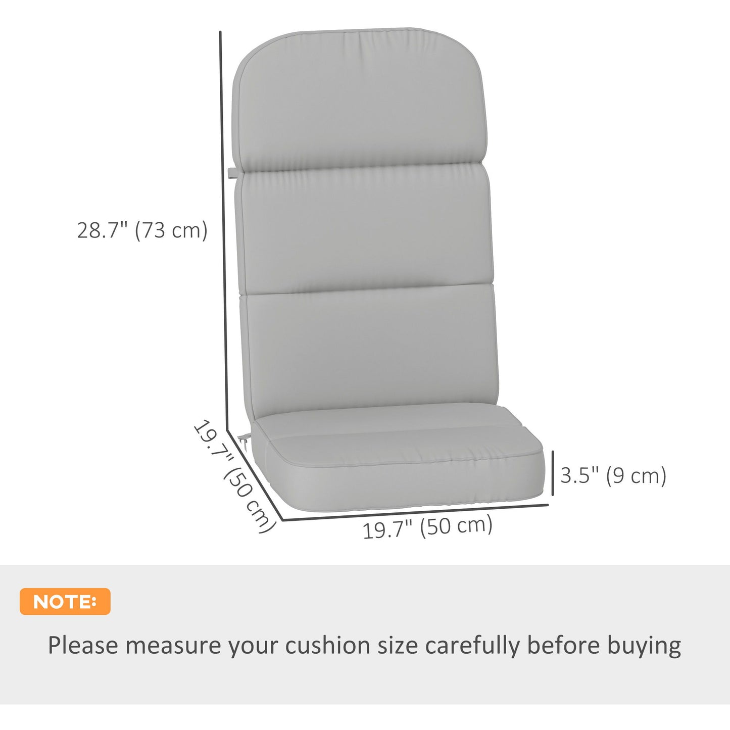 Outdoor Seat Cushion with Back, Outdoor Chair Cushion with Ties and Adjustable Strap, UPF 20+Non-Slip Patio Cushion Replacement for Outdoor Chair, Light Grey