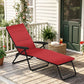Foldable Lounge Chair, Reclining Patio Sun Lounger with 6-Position Adjustable Back, Wine Red