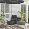 Rattan Coffee Wicker Patio Table w/ Umbrella Hole for Backyard Mixed-Grey