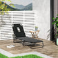 Adjustable Outdoor Lounge Chair, Garden Folding Chaise Lounge with Face Hole Reclining Tanning Chair Seat, Folding Camping Beach Lounging Bed w/ Support Pillow, Black