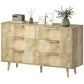 Fluted 6-Drawer Dresser with Pine Legs - Oak