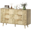 Fluted 6-Drawer Dresser with Pine Legs - Oak