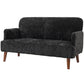 Velvet 2-Seater Loveseat Sofa with Wood Legs - Black