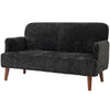 Velvet 2-Seater Loveseat Sofa with Wood Legs - Black
