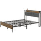 Queen Bed Frame with Charging Station and Storage - Walnut