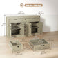 55" Farmhouse Sideboard Cabinet with 4 Barn Doors - Grey