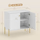 Coffee Bar Buffet Cabinet with Fluted Doors - White